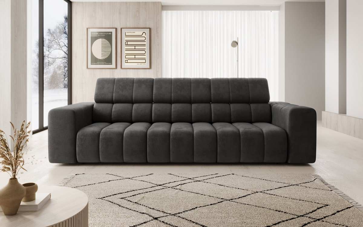 Designer 3er Sofa Aurora mit verstellbaren Kopfstützen - Luxusbetten24