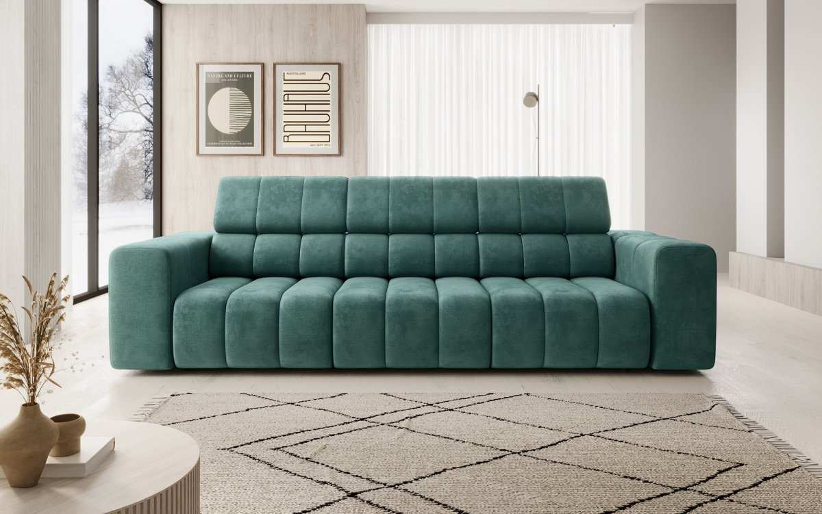 Designer 3er Sofa Aurora mit verstellbaren Kopfstützen - Luxusbetten24