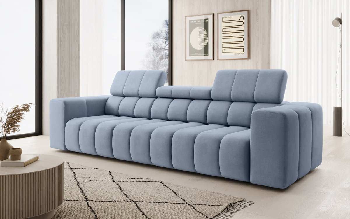 Designer 3er Sofa Aurora mit verstellbaren Kopfstützen - Luxusbetten24