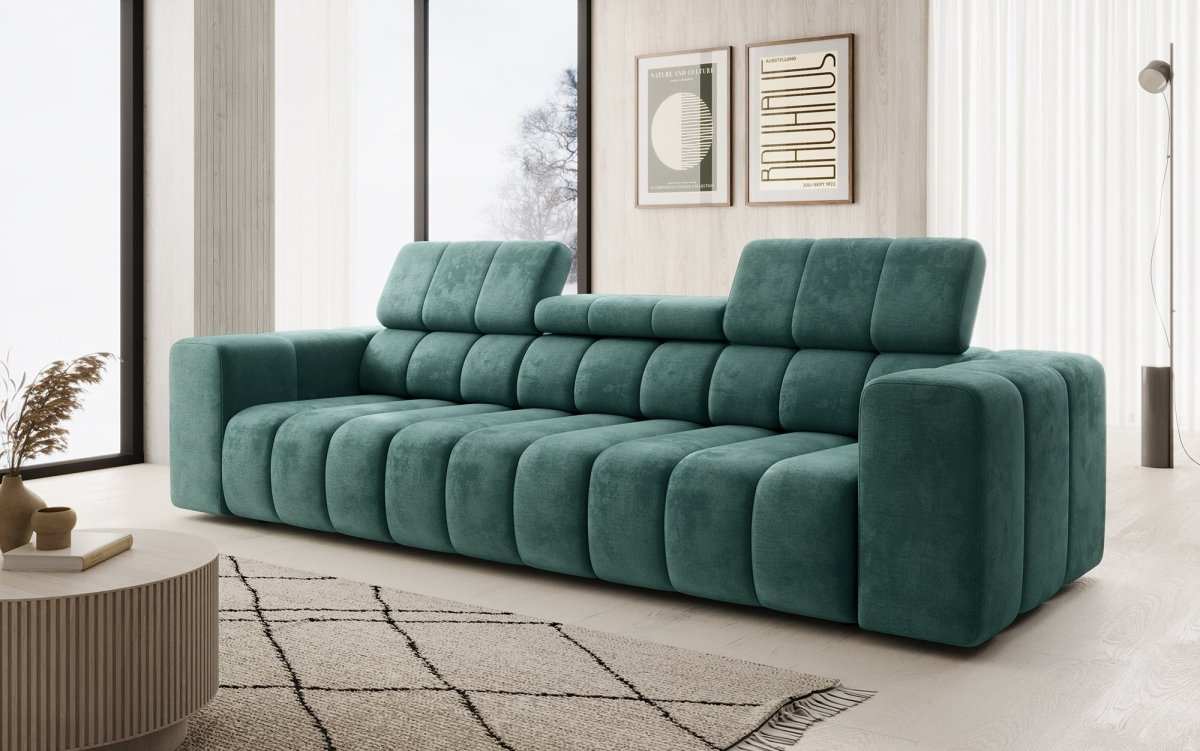 Designer 3er Sofa Aurora mit verstellbaren Kopfstützen - Luxusbetten24