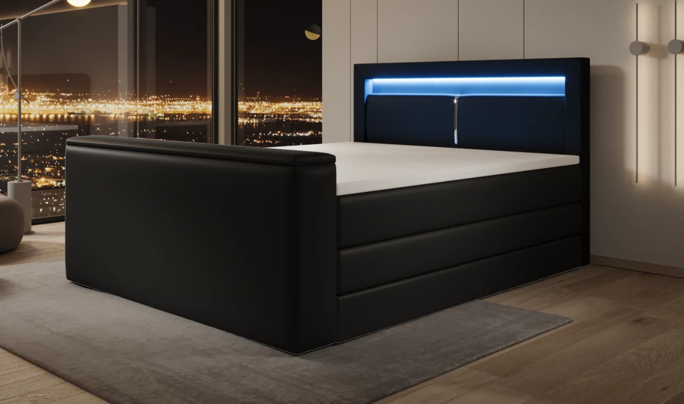 Faux leather Black with TV lift – Turn off the light